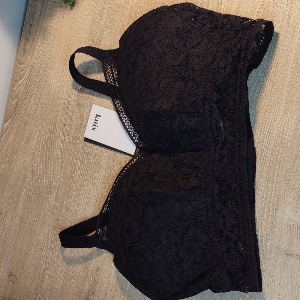 Knix Black Wireless Lace Bustier Size XL NWT